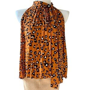 She & Sky Pleated Leopard Top